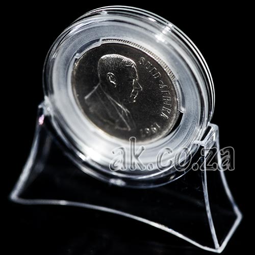 45mm coin capsule with 36mm clear insert and display stand