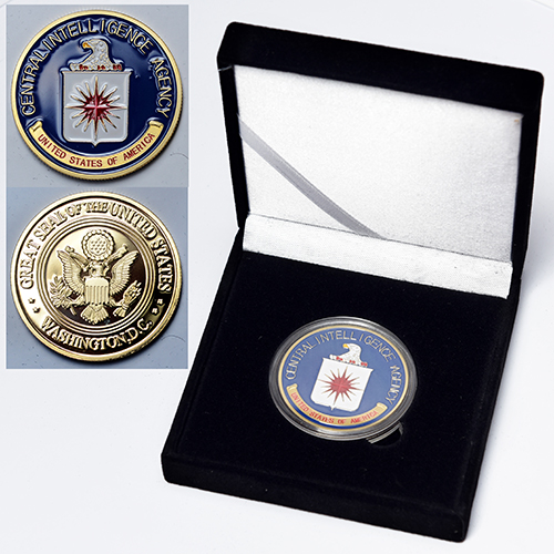 CIA gold plated medallion in black velvet presentation box