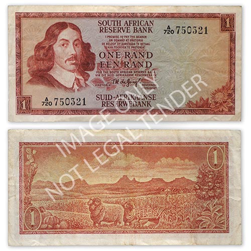 South Africa 1972 TW de JONGH 1st Issue 1 Rand English Afrikaans VF