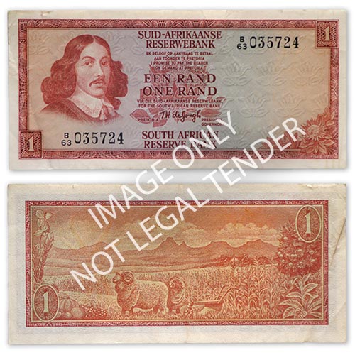 South Africa TW de JONGH R1 banknote