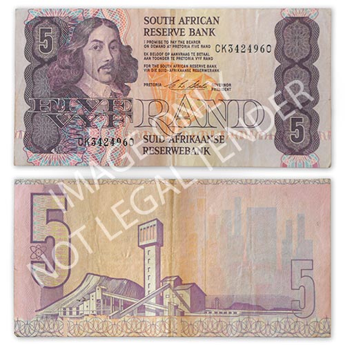 South Africa CL Stals 1st Issue Five Rand Note VF