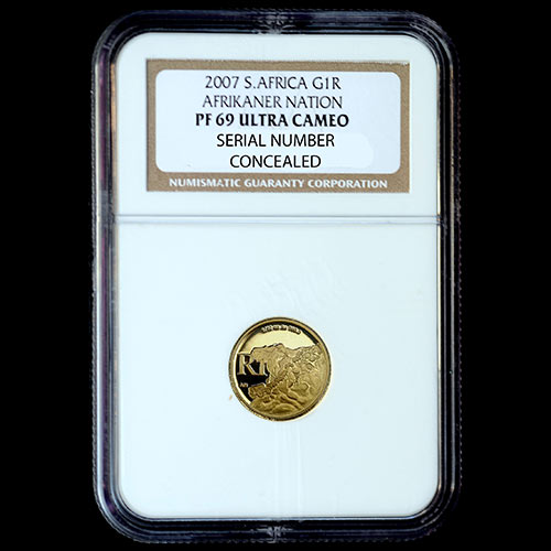 2007 Gold One Tenth Cultural Afrikaner - NGC PF69 UC