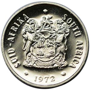 1972 South Africa 20c proof nickel