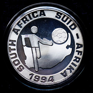 1994 South Africa Silver 1oz R2 Proof SOCCER WORLD CUP